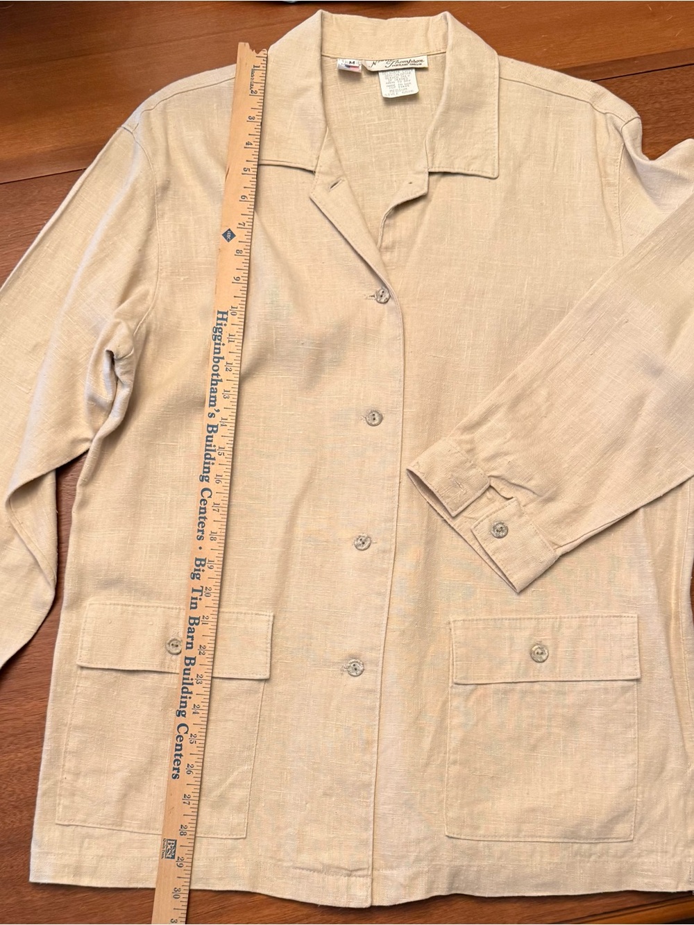 Vintage Men’s Beige Button-Front Casual Shirt Jacket